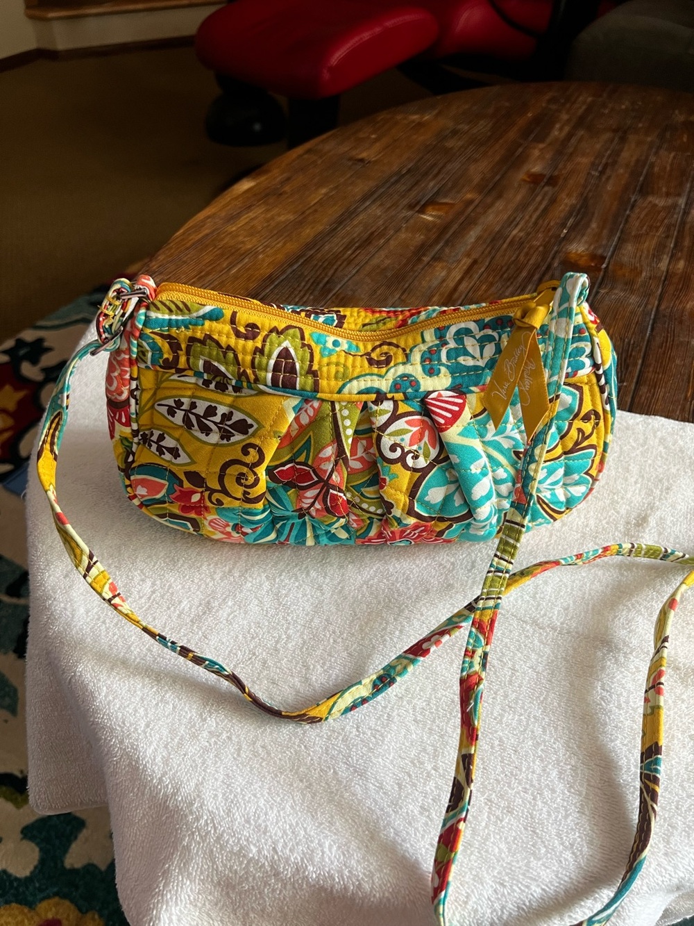 Vera Bradley Yellow Teal Floral Quilted Crossbody Provençal